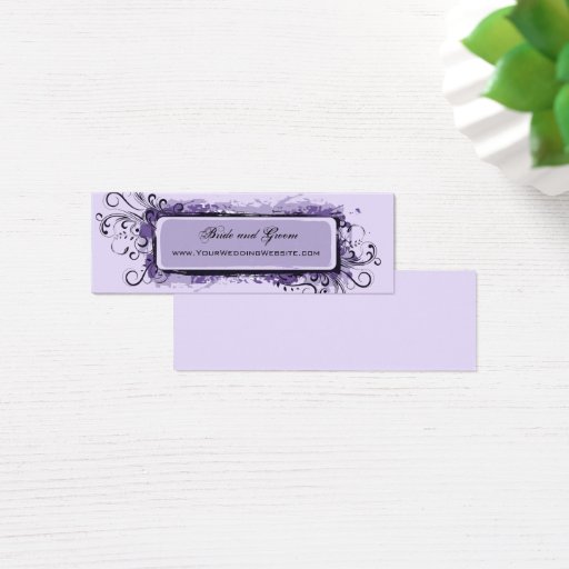 Customizable Purple Abstract Floral Wedding Website Business Card Template