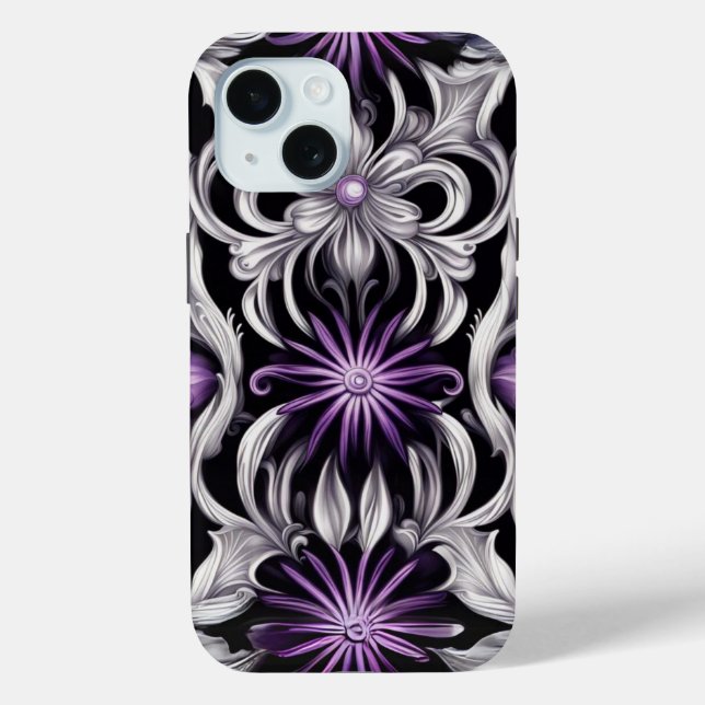 Purple Abstract Flower Art Case-Mate iPhone Case (Back)