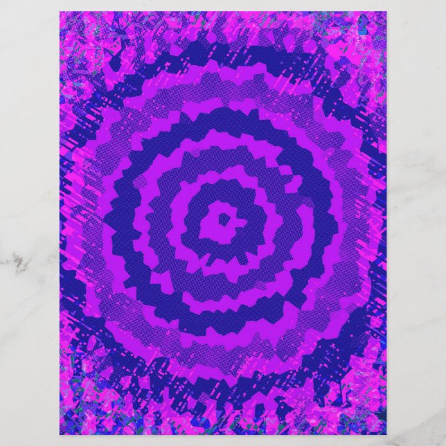 Purple Abstract Flower Bulk Scrapbook Paper Pages (Front)