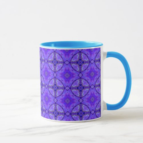 Purple Abstract Flowers, Lattice, Circle Quilt Mug