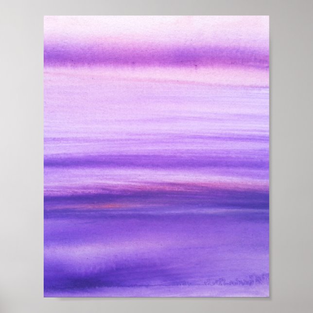 Purple abstract Fun Watercolor Fashionable Unique Poster (Front)