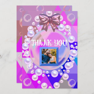 Purple Abstract Geometric Pearl Modern Boho Chic   Thank You Card