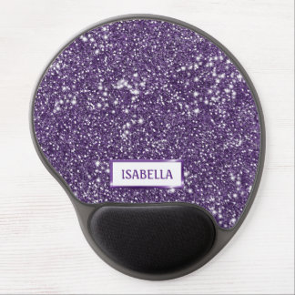 Purple Abstract Glitter Look Texture &amp; Custom Name Gel Mouse Pad