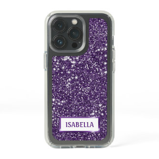 Purple Abstract Glitter Look Texture &amp; Custom Name Speck iPhone 13 Pro Case