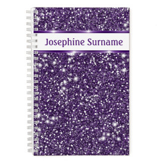 Purple Abstract Glitter Look Texture &amp; Custom Text Notebook