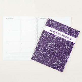 Purple Abstract Glitter Look Texture &amp; Custom Text Planner