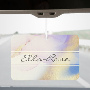 Purple Abstract Ink Luxury Gold Custom Name Air Freshener