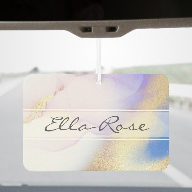 Purple Abstract Ink Luxury Gold Custom Name Air Freshener (Creator Uploaded)