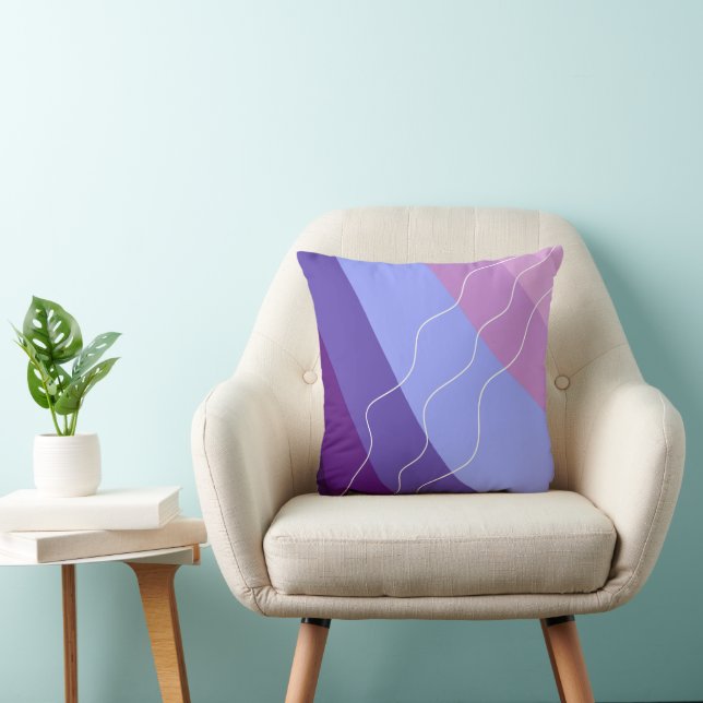 purple abstract lines throw pillow (Chair)