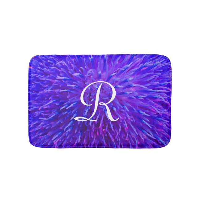 Purple Abstract Monogrammed Plush Bath Mat