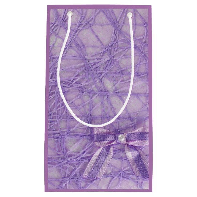 Purple abstract pattern and bow small gift bag (Front)