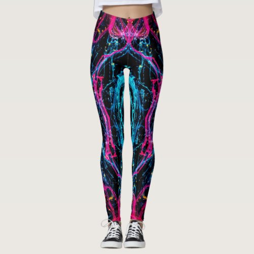 purple abstract pattern leggings