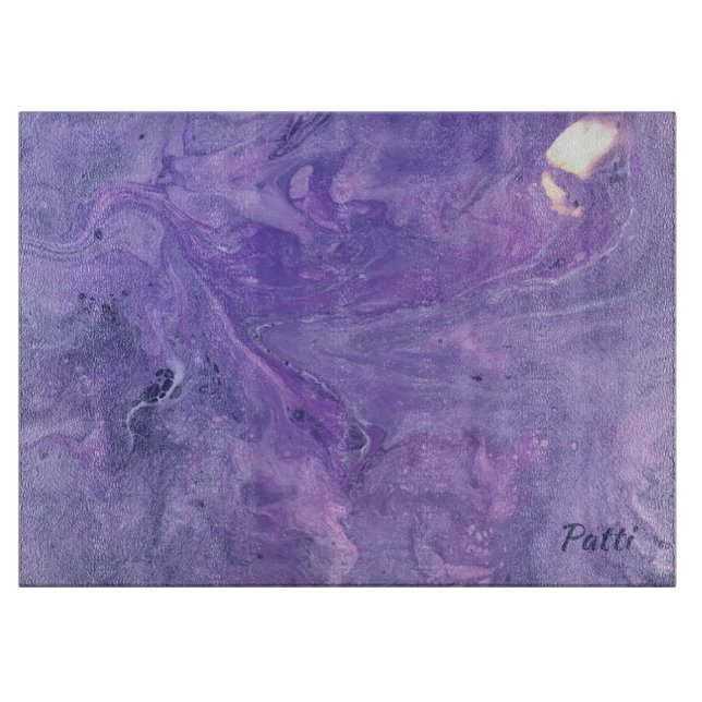 Purple Abstract Personalize Glass Cutting Board (Front)