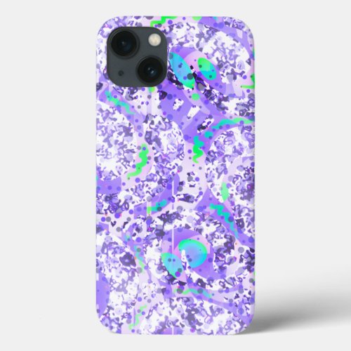 Purple abstract pouring glitch dots wiggle lines  iPhone 13 case