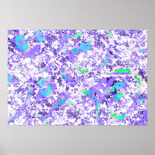 Purple abstract pouring glitch dots wiggle lines  poster