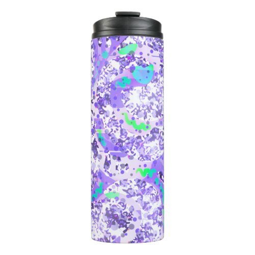 Purple abstract pouring glitch dots wiggle lines  thermal tumbler