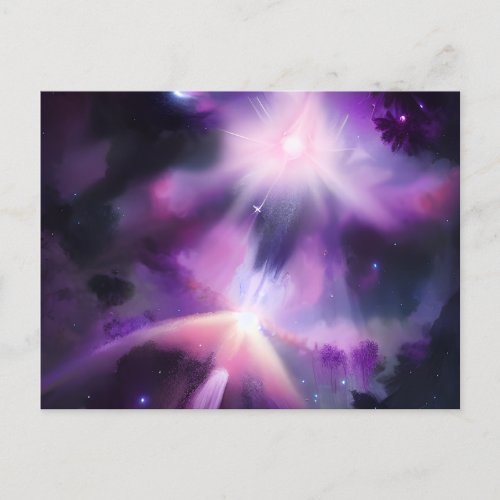 Purple Abstract Space Background Postcard