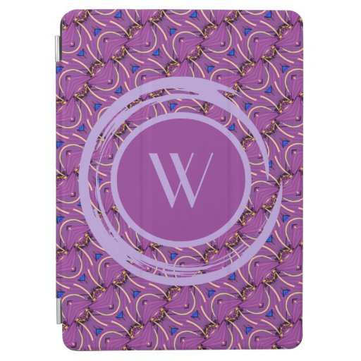 Purple Abstract Stripe Pattern with Monogram  iPad Air Cover