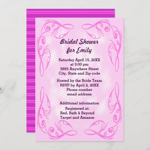 Purple Abstract Swirl Border Bridal Shower Invite