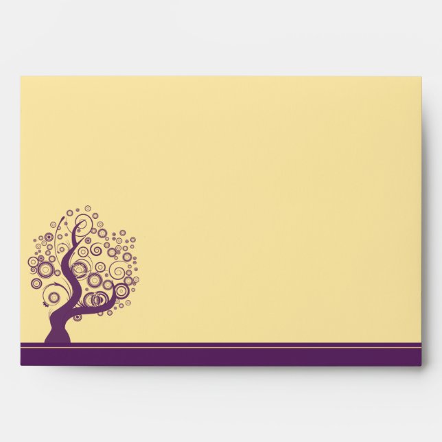 Purple Abstract Trees on Yellow Envelope (Front)