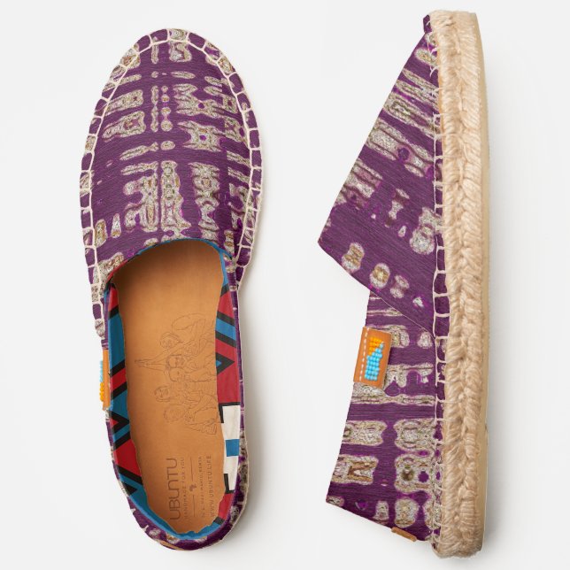 Purple Abstract Tribal Pattern Slip-on Espadrilles (Side)