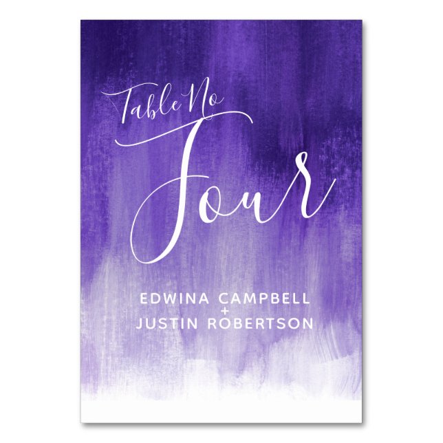 Purple abstract wash modern art table number four (Front)