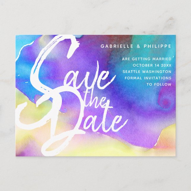 Purple Abstract Watercolor, Bold, Chic & Modern Postcard (Front)