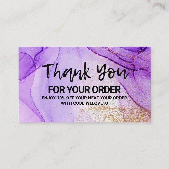 Purple Abstract Watercolor Business Card (Front)