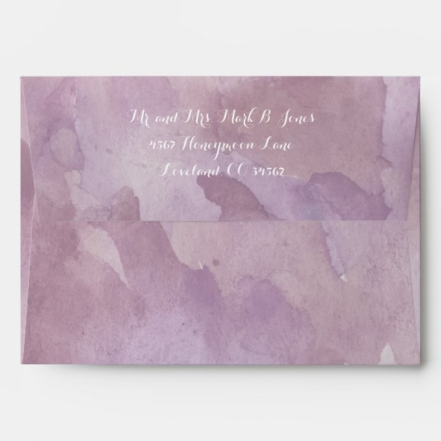 Purple Abstract Watercolor Pattern Envelope (Back (Top Flap))