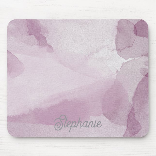 Purple Abstract Watercolor Personalized Mouse Pad (Front)