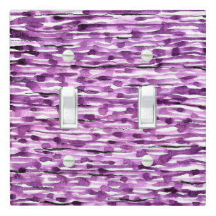 Purple Abstract Watercolor Stripes Light Switch Cover
