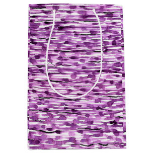 Purple Abstract Watercolor Stripes Medium Gift Bag