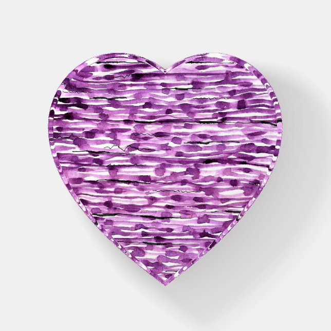 Purple Abstract Watercolor Stripes Paperweight (Front)