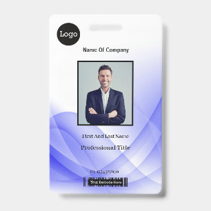 Purple Abstract Wave Business Photo ID Badge