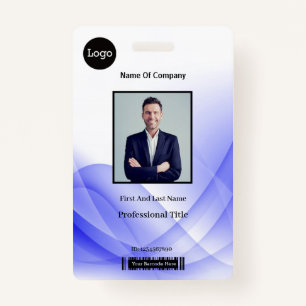 Purple Abstract Wave Business Photo ID Badge