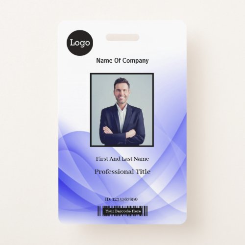 Purple Abstract Wave Business Photo ID Badge