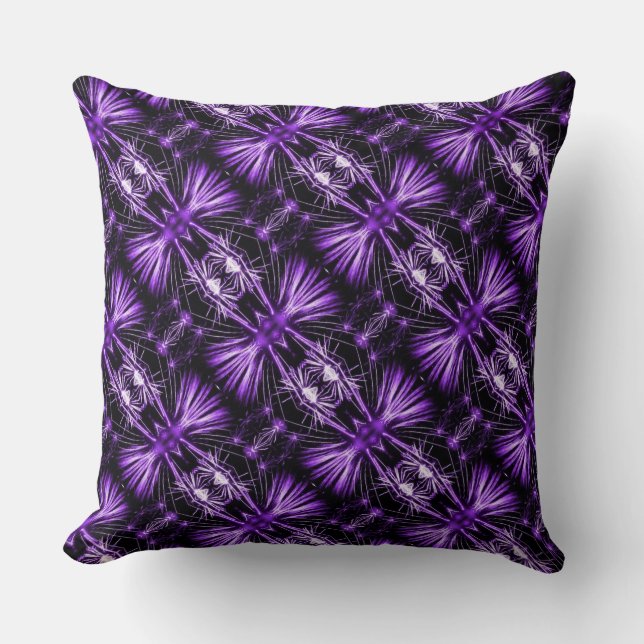 Purple Abstract Whiskered Stripes Pattern Pillow (Front)