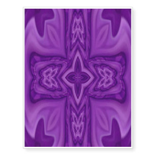 Purple abstract wood cross temporary tattoos