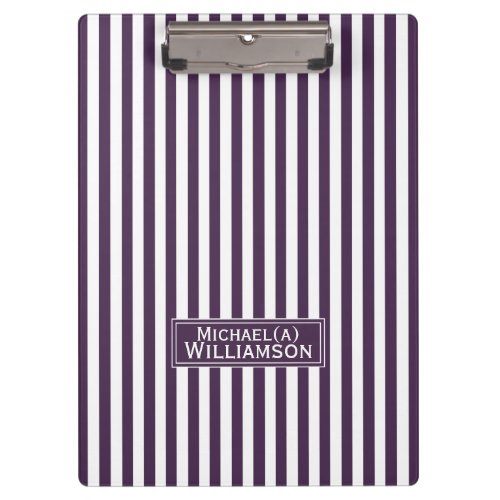 Purple Acai Violet White Striped Customized Trendy Clipboard