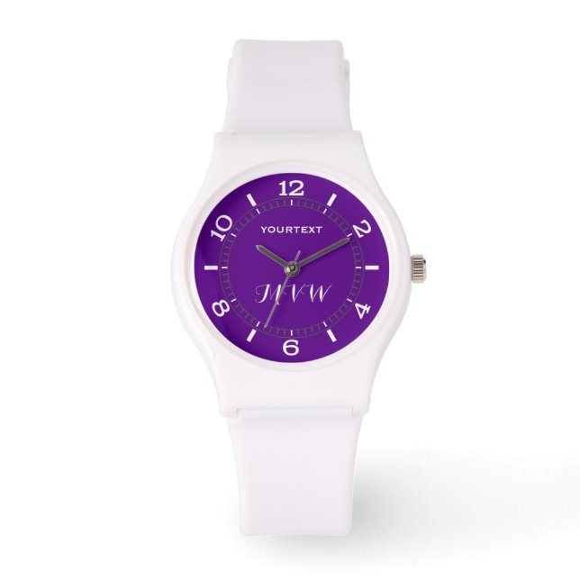 Purple Accent Color Decor Personalized Watch (Front)