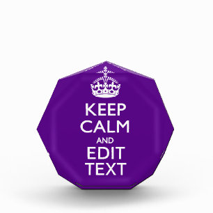 Purple Accent Keep Calm And Your Text Easily Award