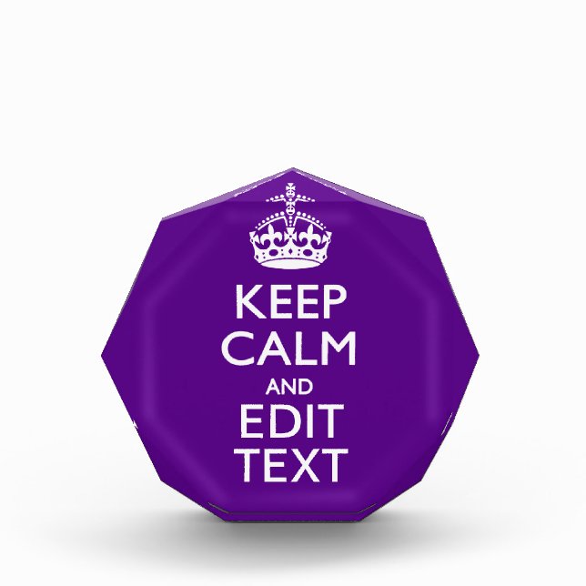 Purple Accent Keep Calm And Your Text Easily Award (Front)
