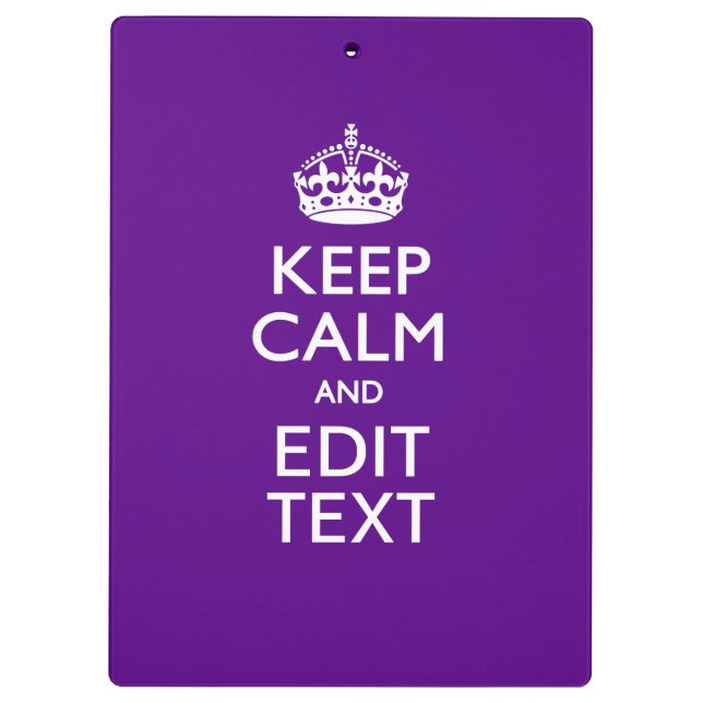 Purple Accent Keep Calm And Your Text Easily Clipboard (Back)