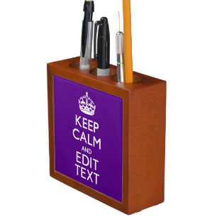 Purple Accent Keep Calm And Your Text Easily Desk Organizer