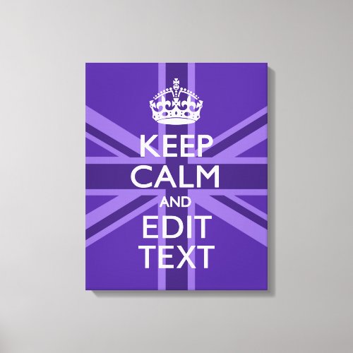 Purple Accent Keep Calm And Your Text Union Jack Canvas Print