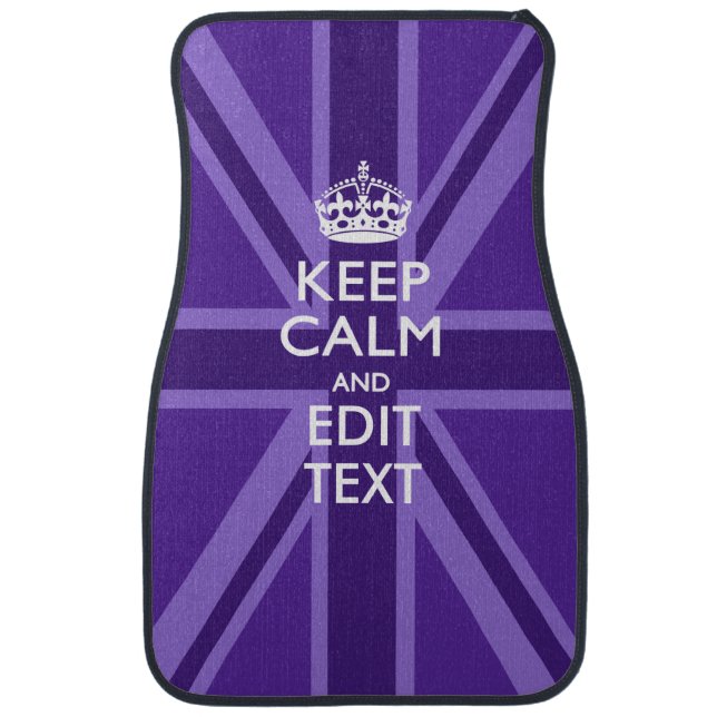 Purple Accent Keep Calm And Your Text Union Jack Car Mat (Front)
