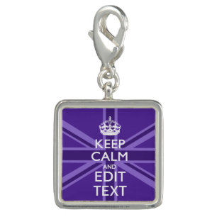 Purple Accent Keep Calm And Your Text Union Jack Charm