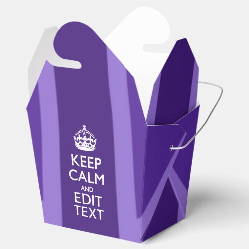 Purple Accent Keep Calm And Your Text Union Jack Favor Boxes