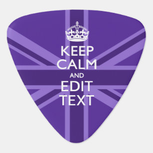 Purple Accent Keep Calm And Your Text Union Jack Guitar Pick