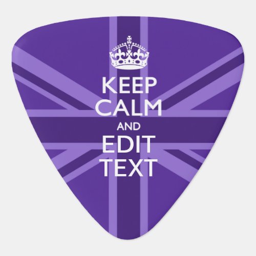 Purple Accent Keep Calm And Your Text Union Jack Guitar Pick